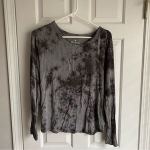 American Eagle Black Acid Wash Soft and Sexy Tee Long Sleeve M